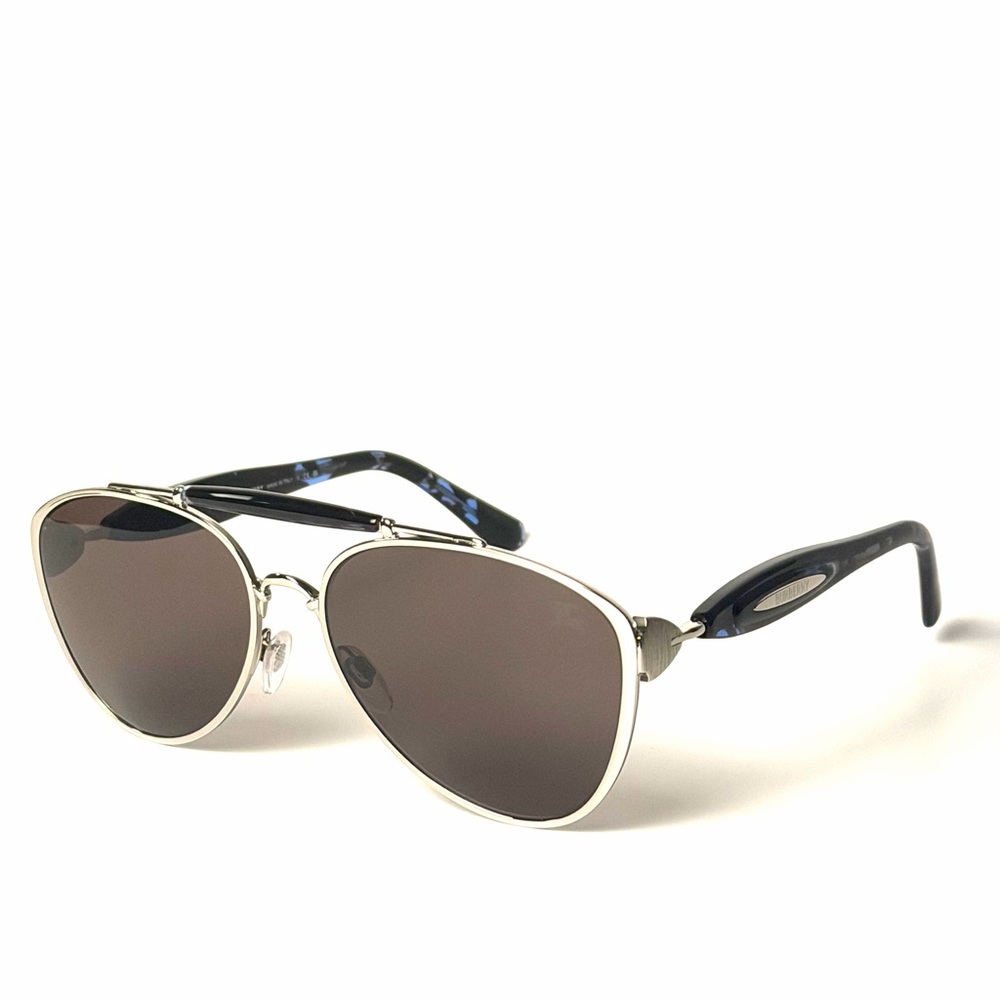 Burberry B 3160 1005/73 Sunglasses Silver Blue Brown Lenses Pilot Aviator  61mm